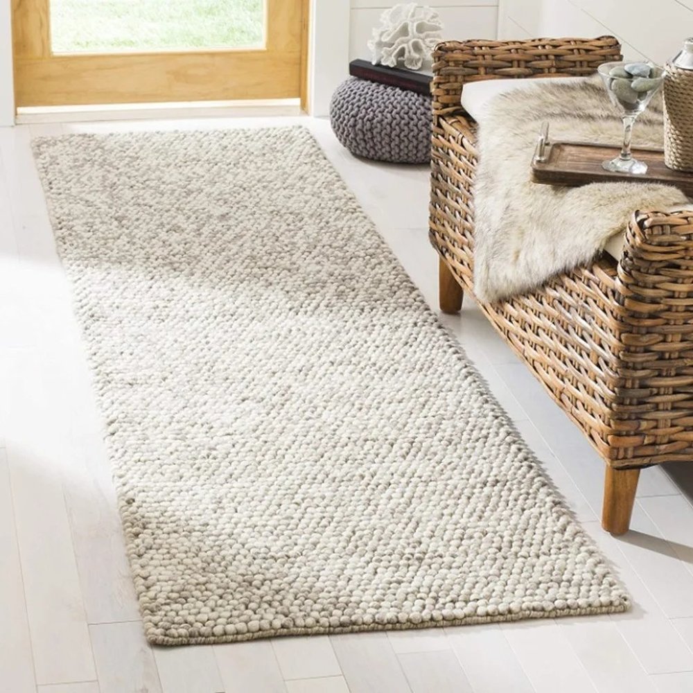 2'3" x 18' Beige Handmade Premium Wool Runner Rug